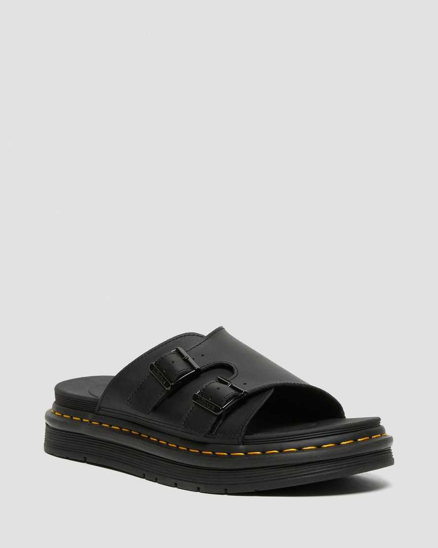 Dr. Martens Dax Nahka Slide Miesten Sandaalit - Mustat Sandaalit [386-TAONJV]